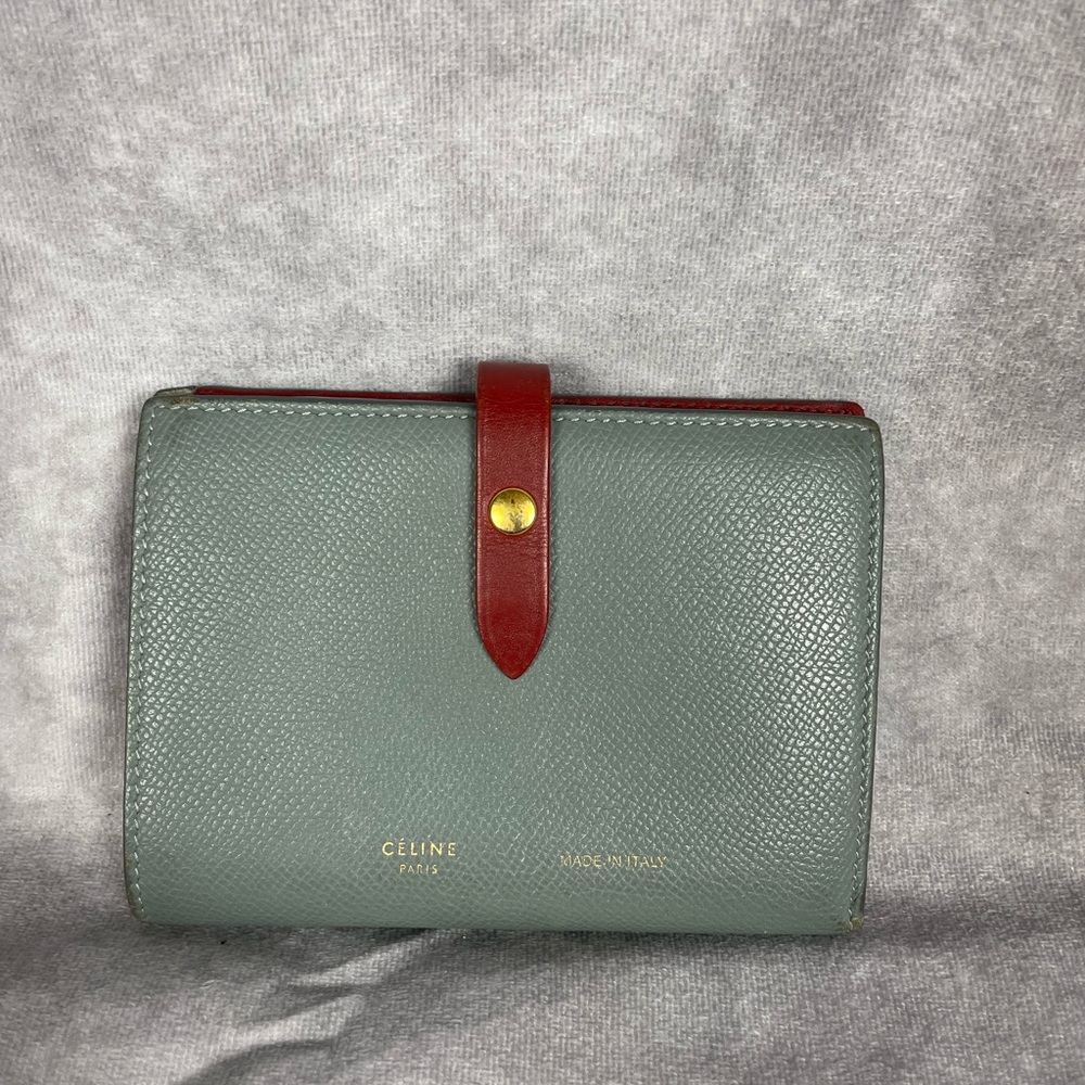 Celine Grained Calfskin Medium Strap Bicolor Wallet